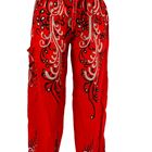 Byxa mönstrad röd i Rayon